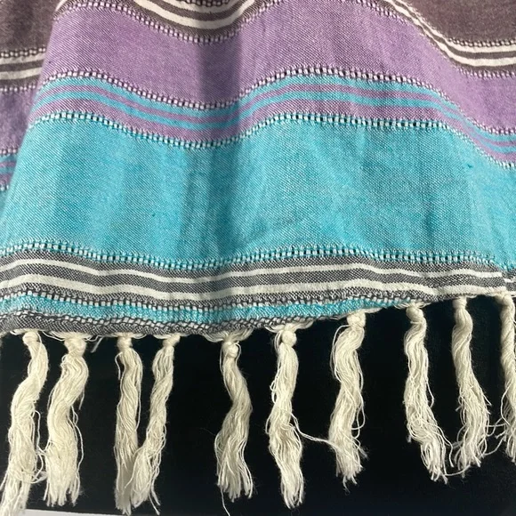 Billabong Multi colored stripped cotton fringe tank top,XS - Picture 6 of 9